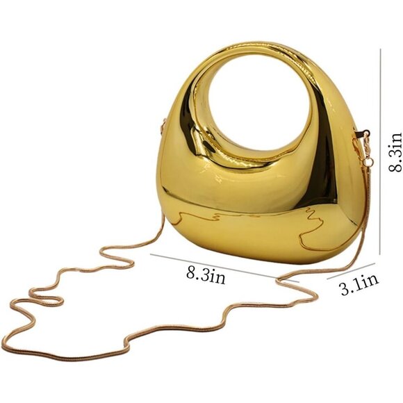 Cute Acrylic Clutch Handbag for Women Small Trendy Gold Purse Party & Cocktail - Picture 4 of 6